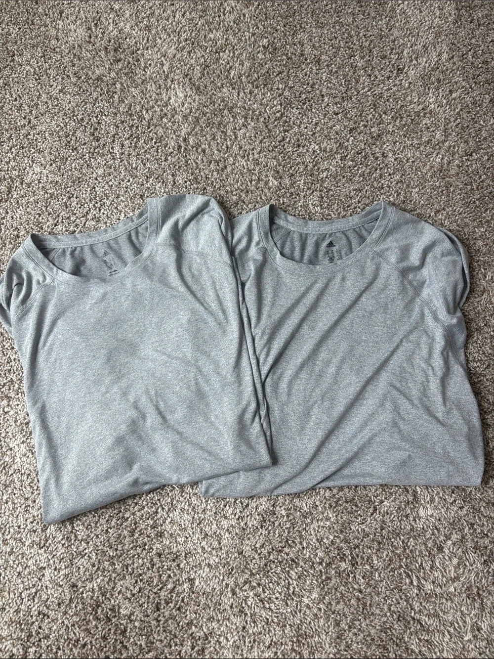 Adidas Men’s Big and Tall Heathered Gray Short Sleeve Crew Neck Athletic Shirts